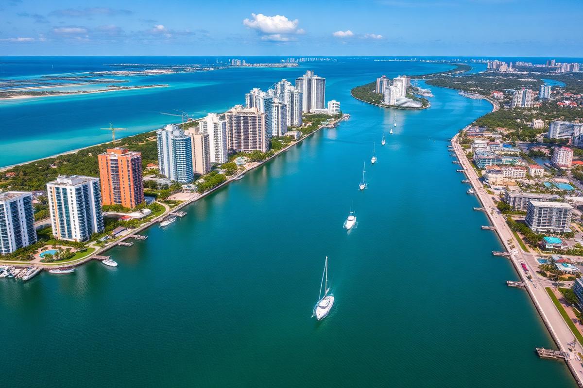 Vue aérienne des condos le long de l'Intracoastal en Floride